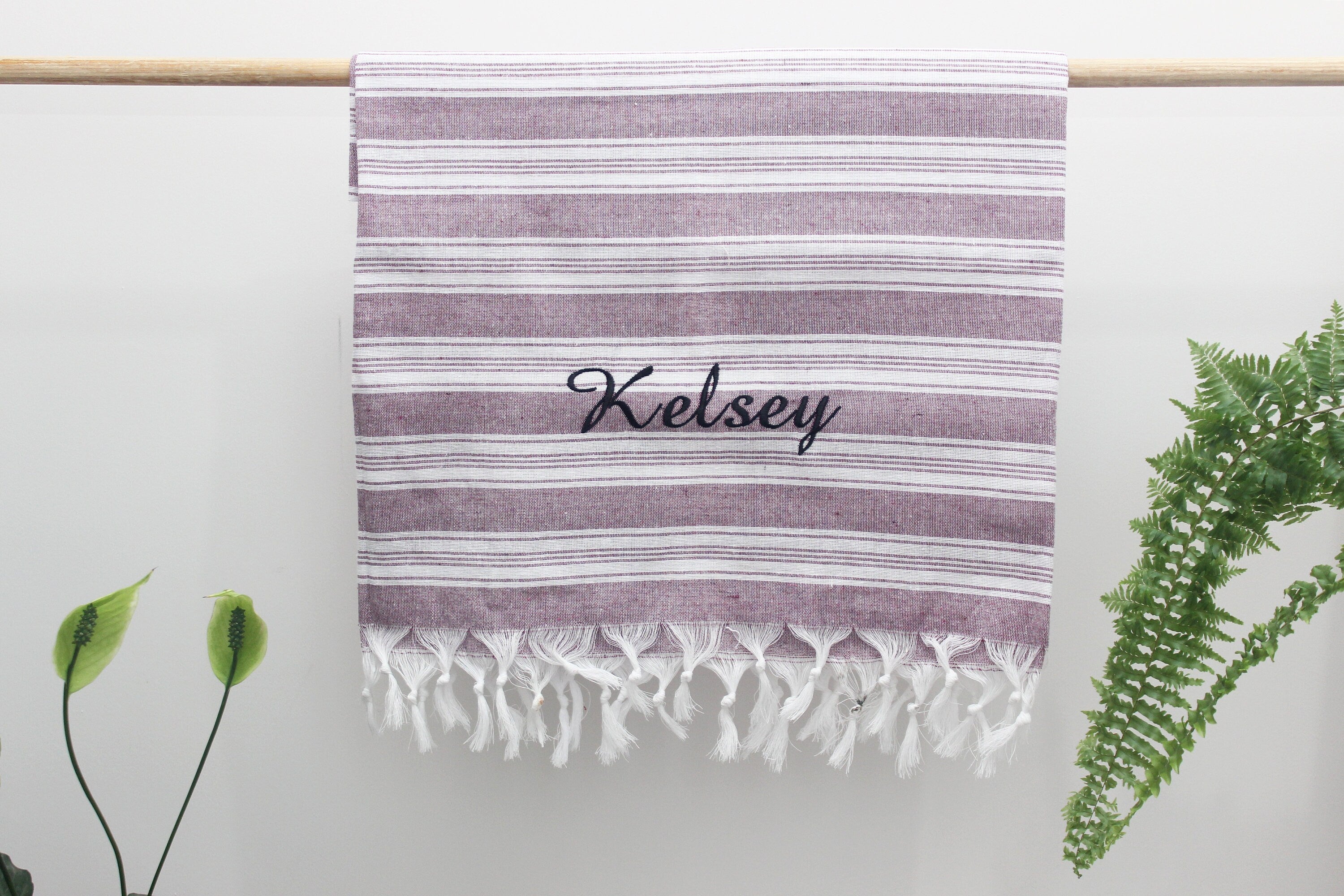 Beachelorette Party Favor Gift Embroidered Turkish Blanket Diamond Towel Personalized Spa Towel