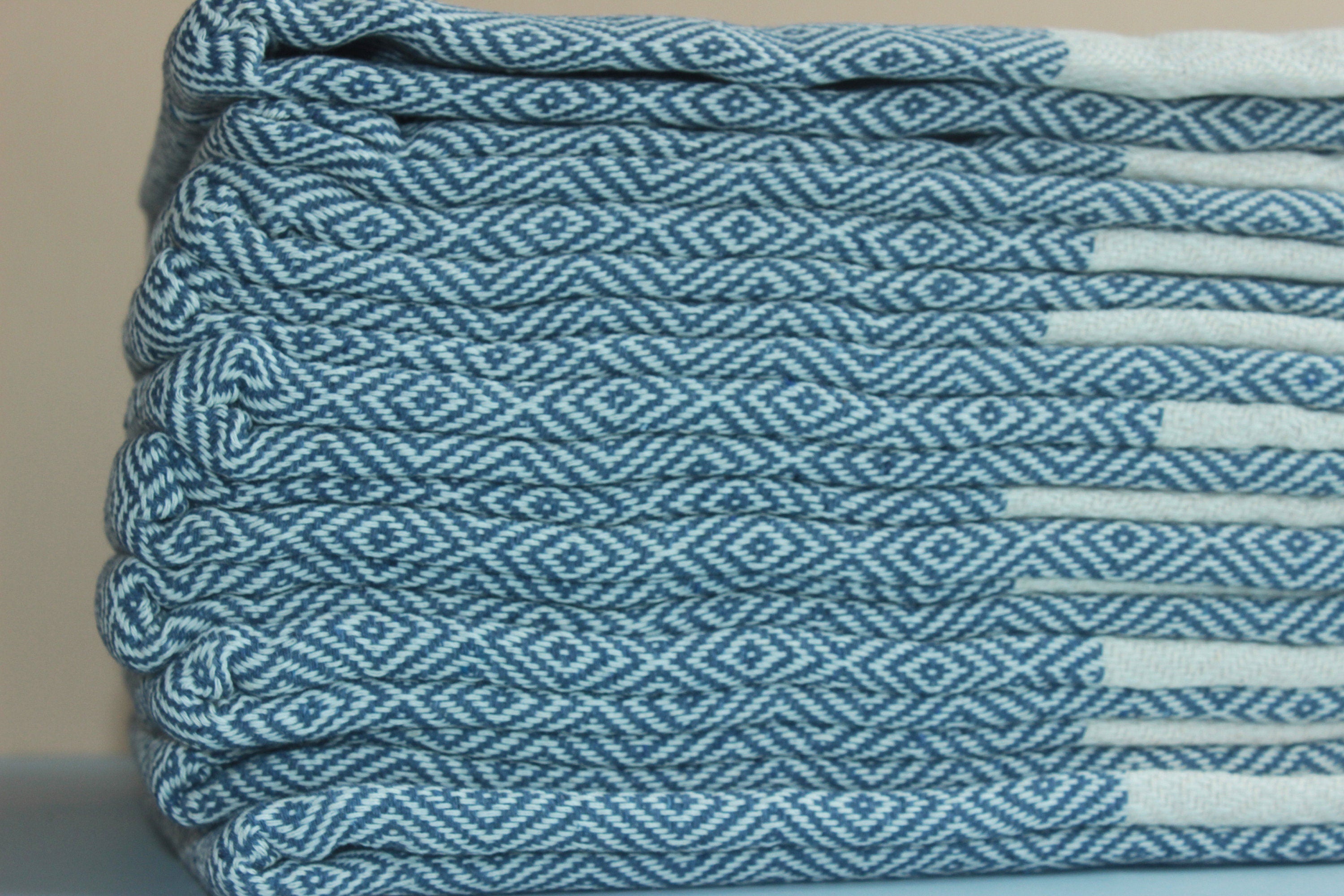 Teal Embrodery Personalized Beach Diamond Towel Peshtemal Bath Cotton Organic Pool Turkishdowry