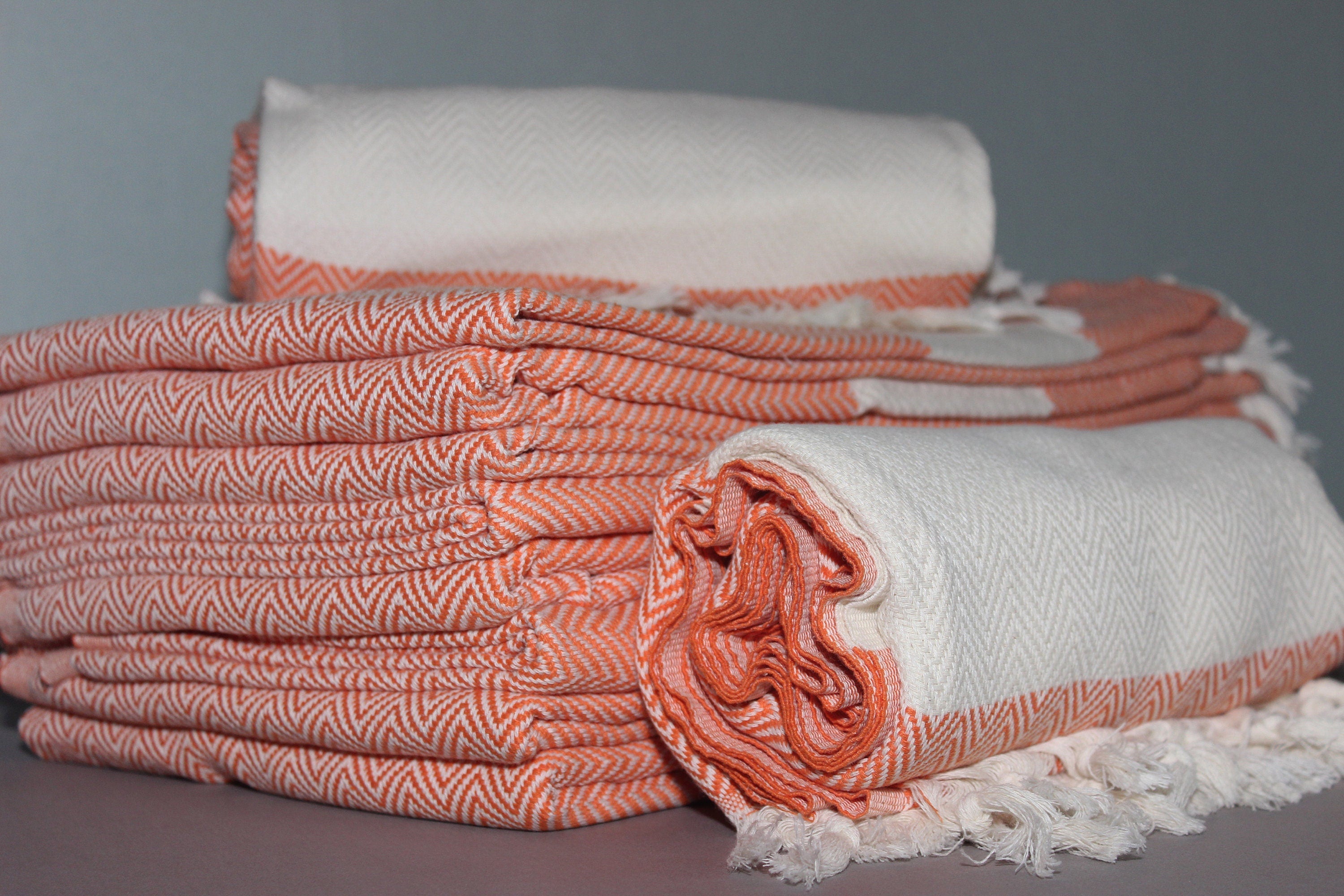 Orange Beach Diamond Towel Peshtemal Bath Cotton Organic Pool Turkishdowry