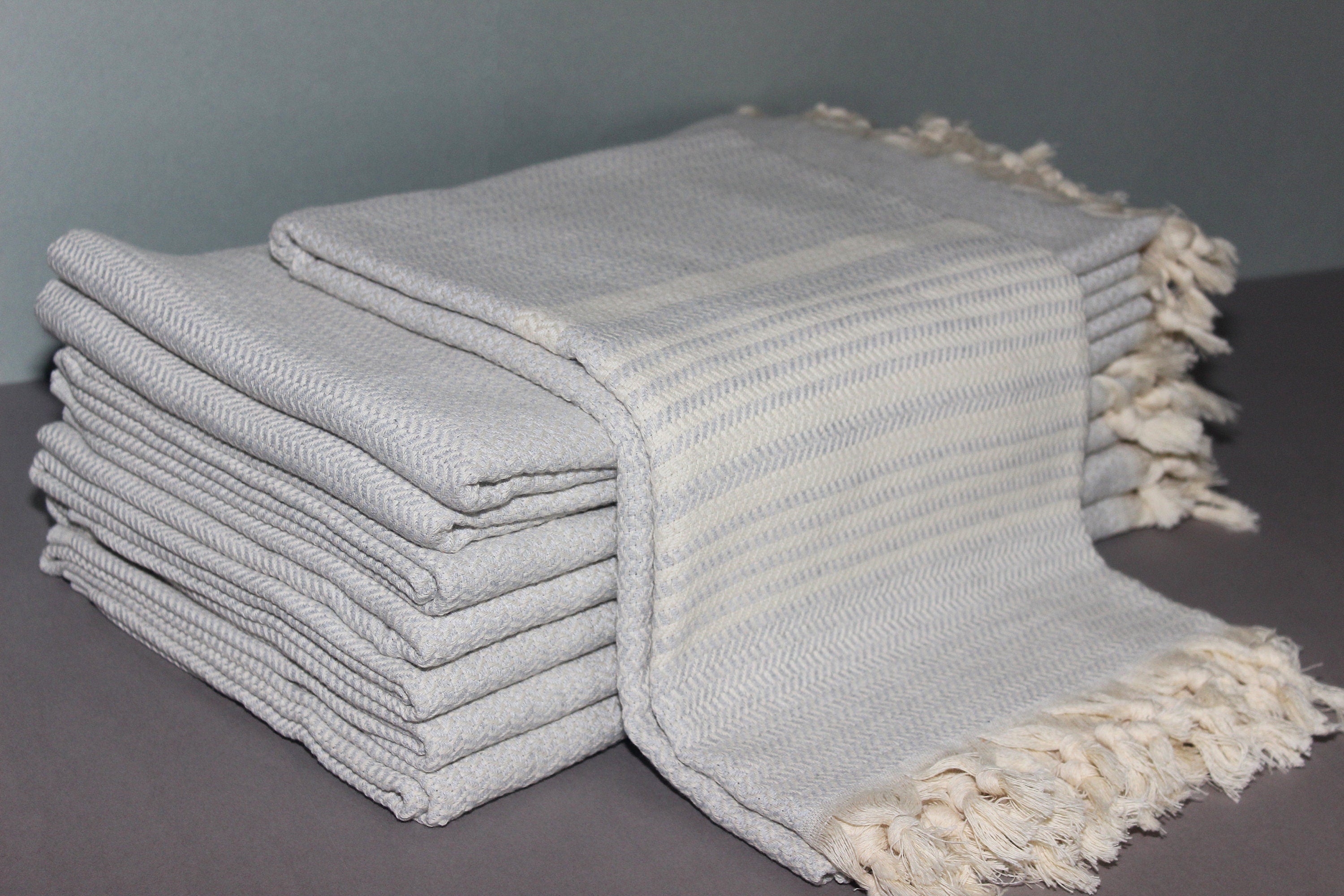 Light Gray Beach Diamond Towel Peshtemal Bath Cotton Organic Pool Turkishdowry