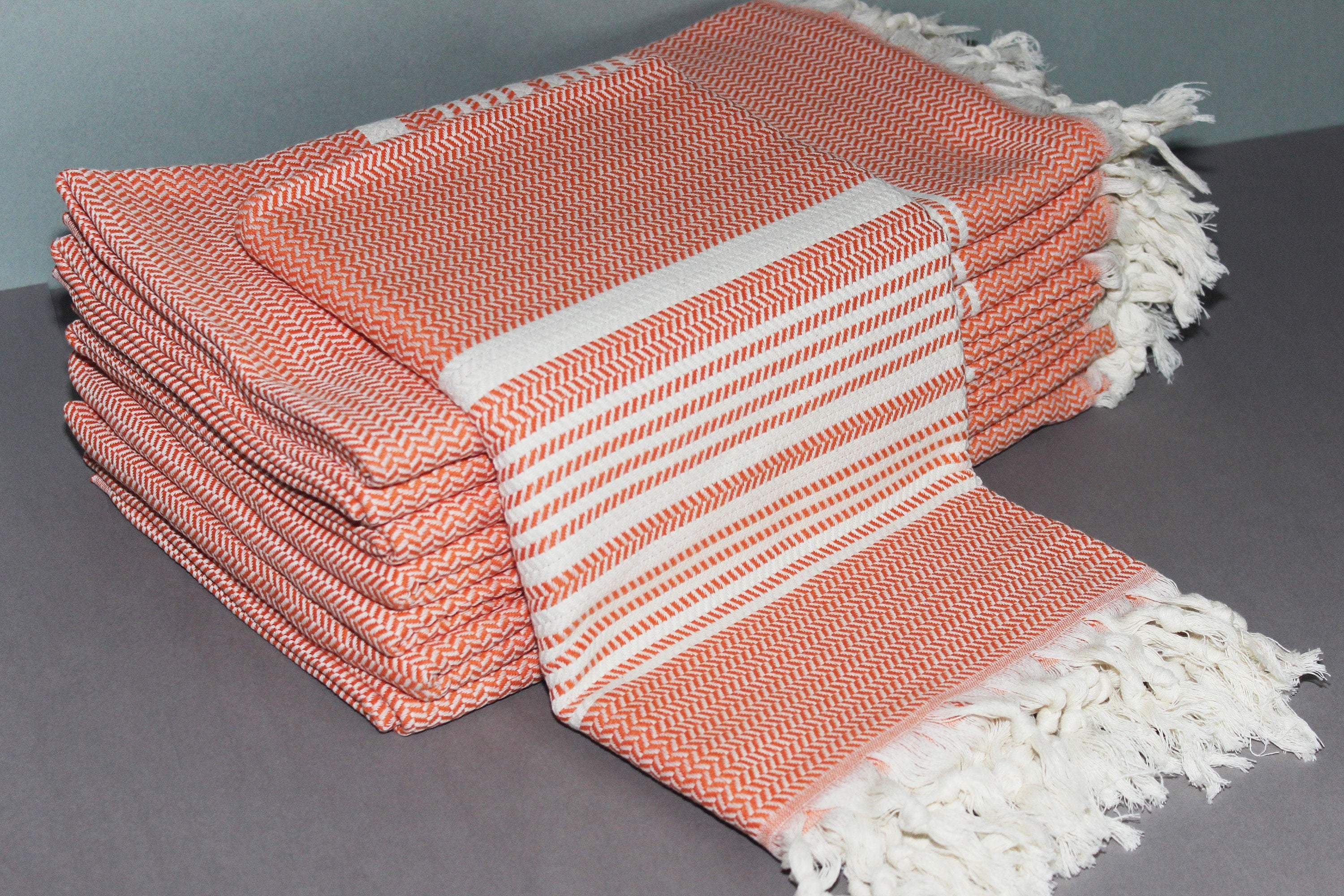 Orange Beach Diamond Towel Peshtemal Bath Cotton Organic Pool Turkishdowry