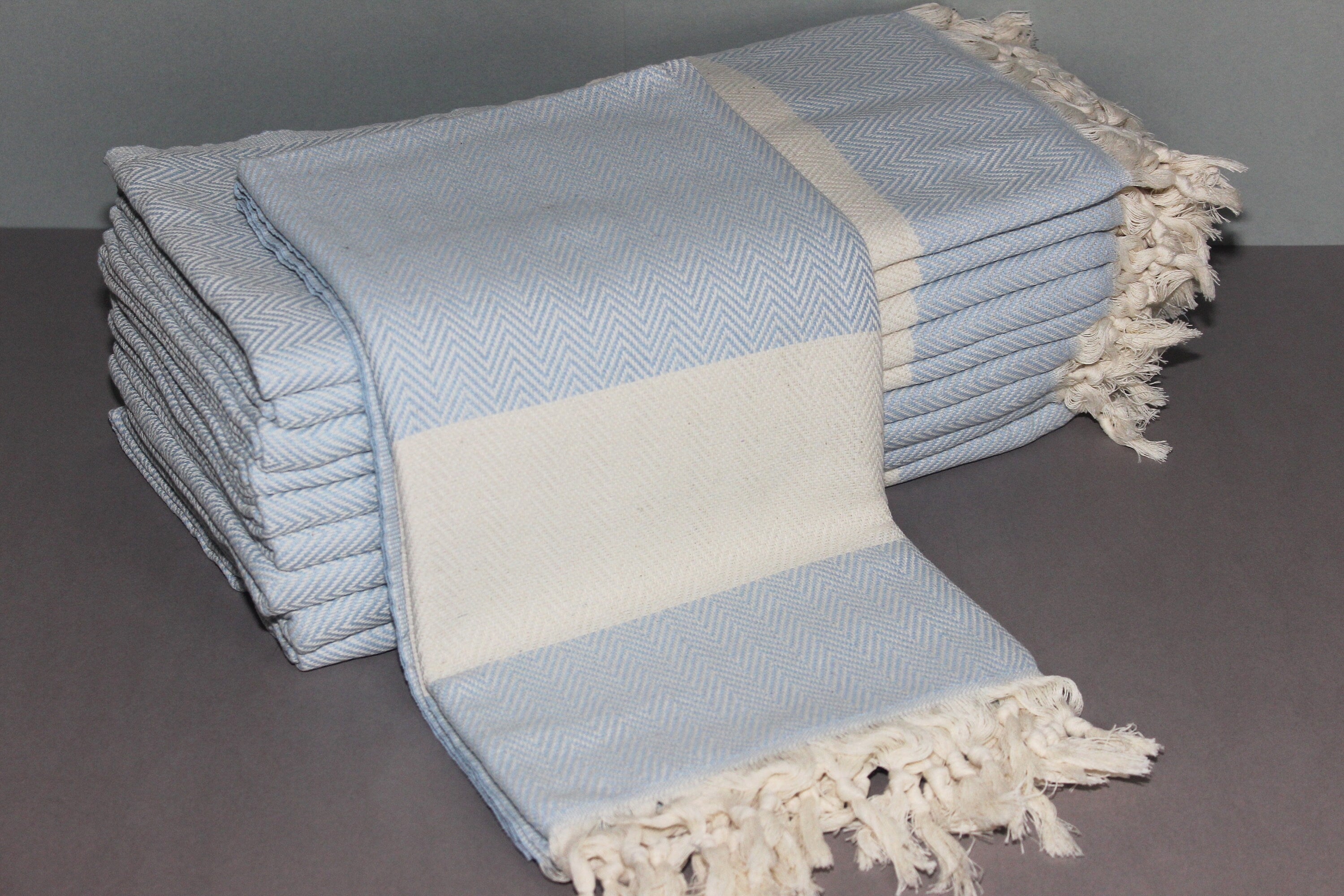 Baby Blue Beach Diamond Towel Peshtemal Bath Cotton Organic Pool Turkishdowry