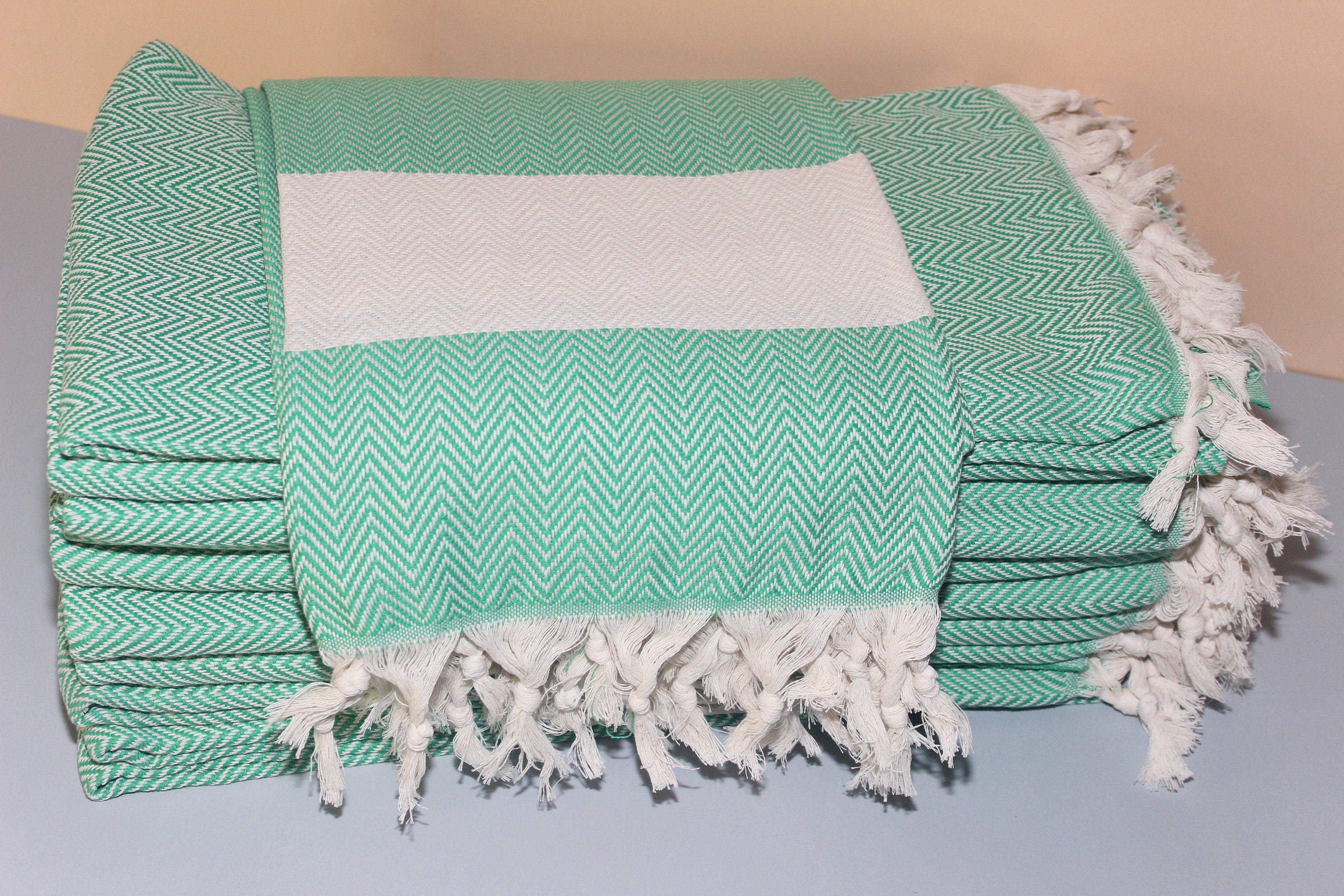 Green Beach Diamond Towel Peshtemal Bath Cotton Organic Pool Turkishdowry