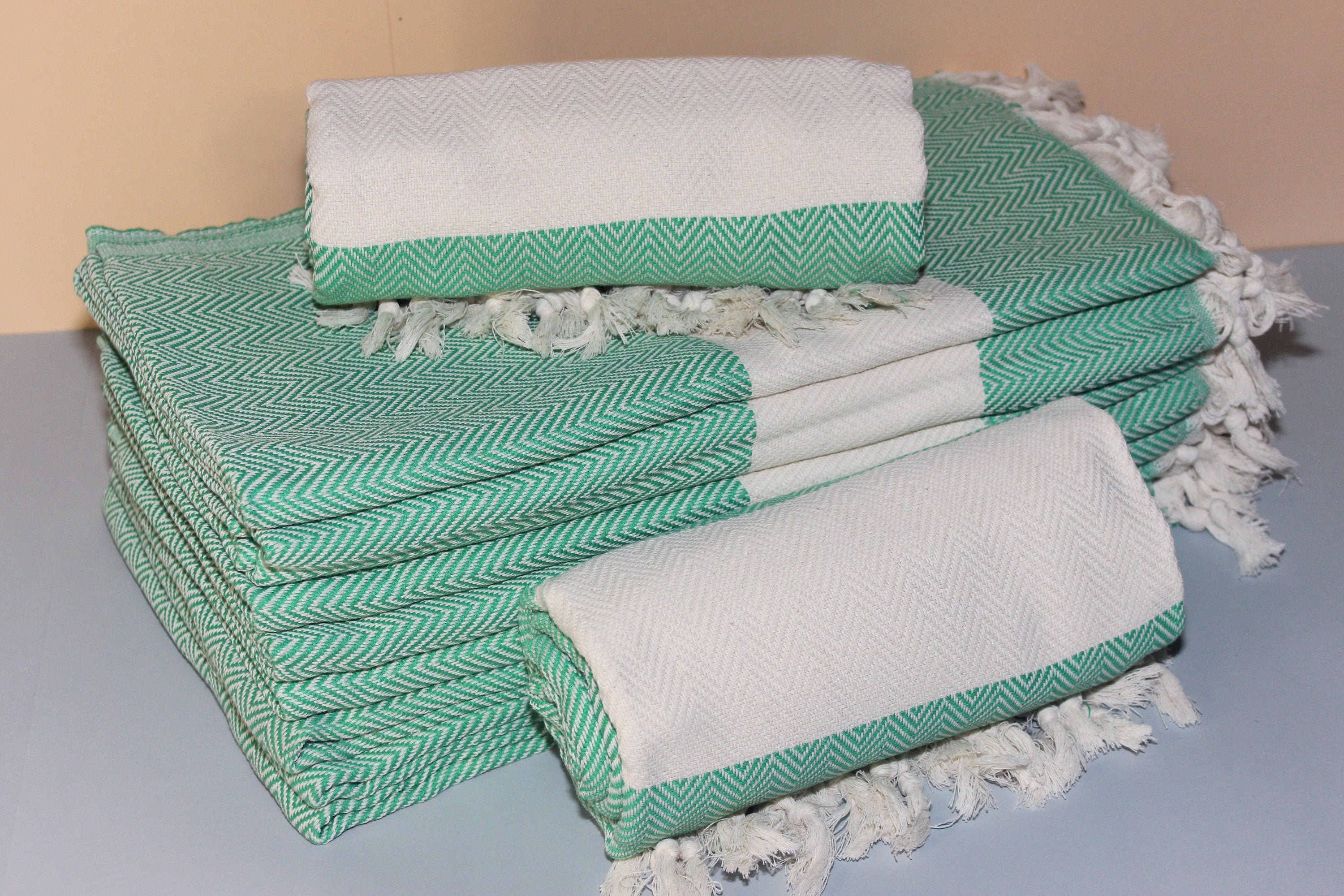 Green Beach Diamond Towel Peshtemal Bath Cotton Organic Pool Turkishdowry